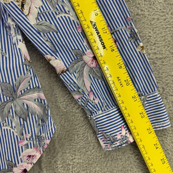 Talbots Top Womens M Blue Floral Popover Button Up Collared Long Sleeves Cottage - Picture 12 of 14